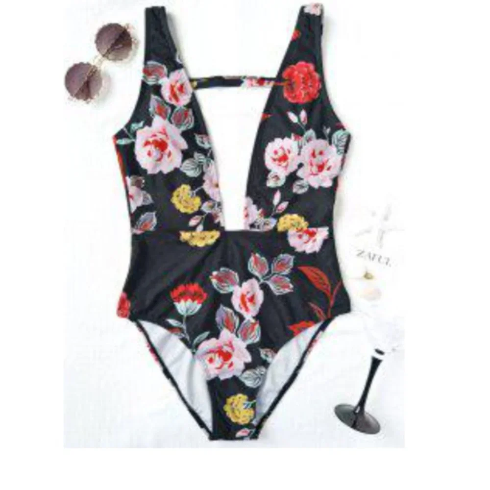 High Cut Floral one Piece Swim Suit by Zaful Size M